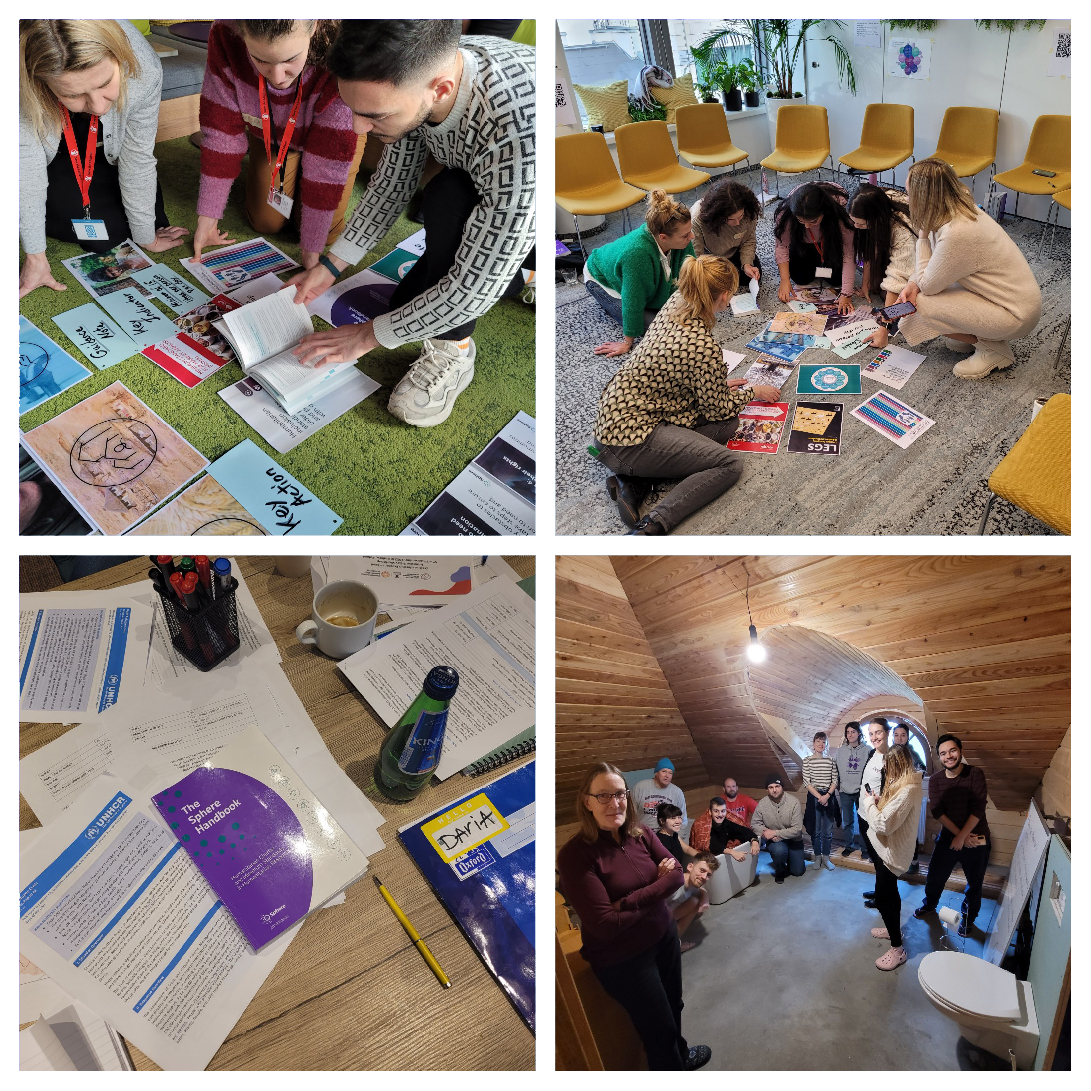 A collage of photos from Sphere workshops in Poland, December 2022